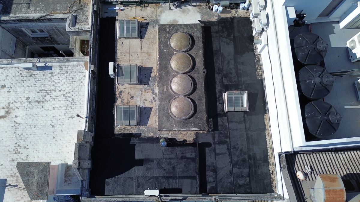 Vista aérea de techo previo a impermeabilización